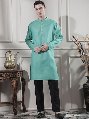 Men Ethnic Motifs Embroidered Regular Thread Work Kurta with Trousers