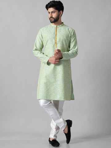 Men Self Design Kurta with Trousers
