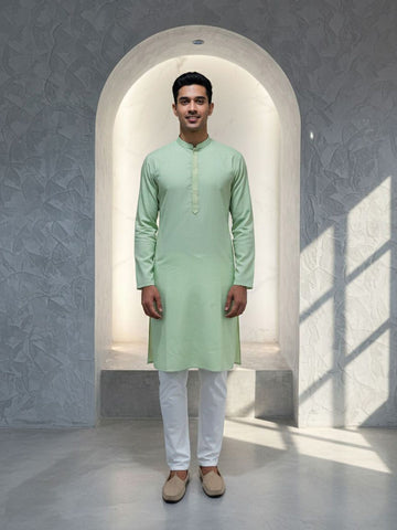 Mandarin Collar Thread Work Straight Kurta