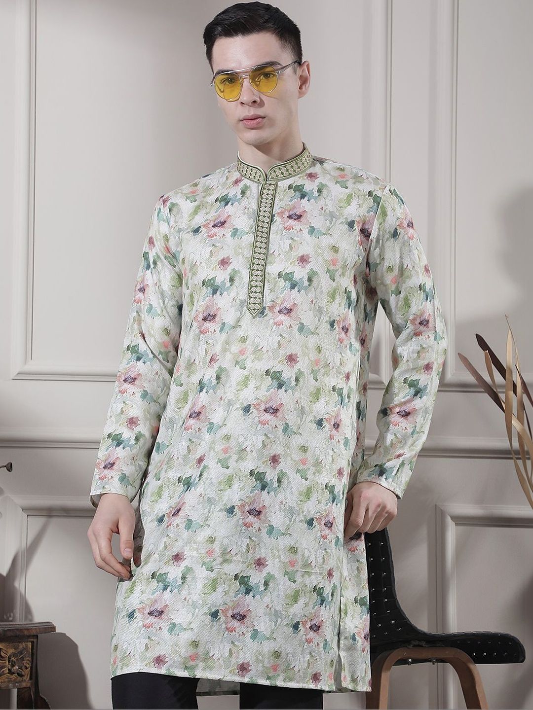Men Floral Printed Kurta