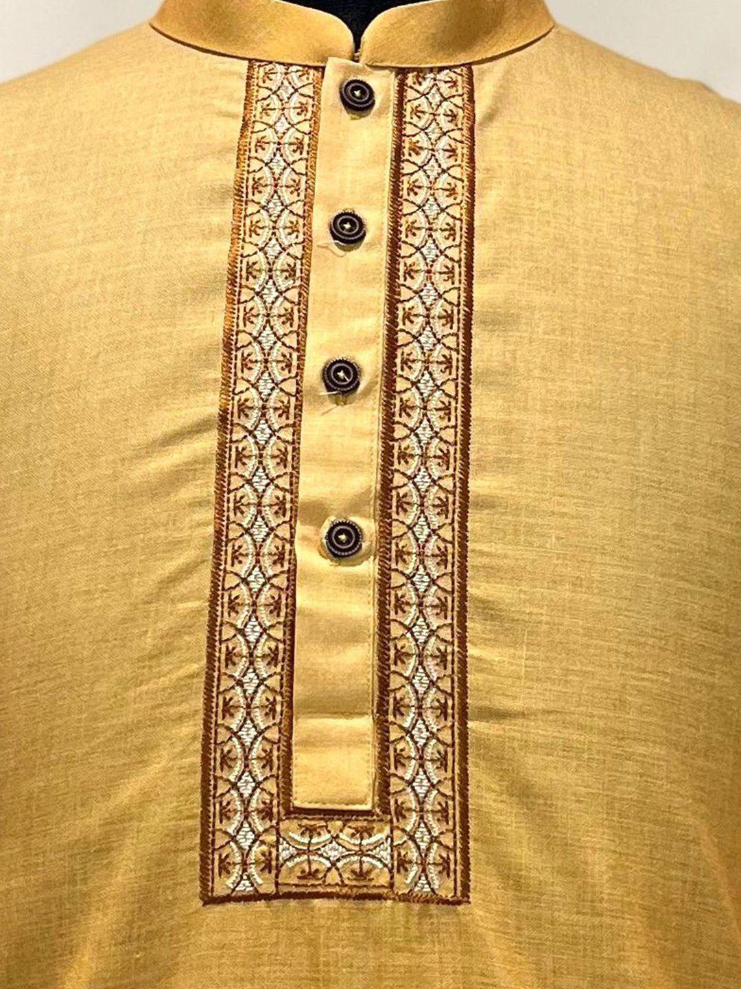 Mandarin Collar Thread Work Straight Kurta