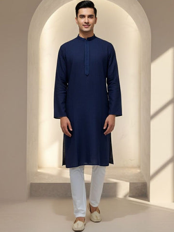 Men Blue Regular Fit Full Sleeve Kurta Set