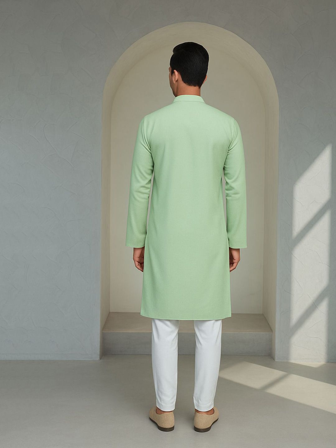 Mandarin Collar Thread Work Straight Kurta