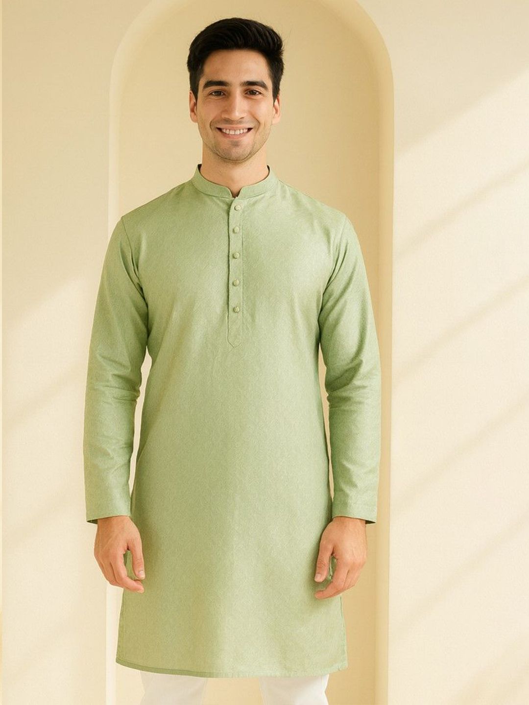 Mandarin Collar Long Sleeves Straight Kurta