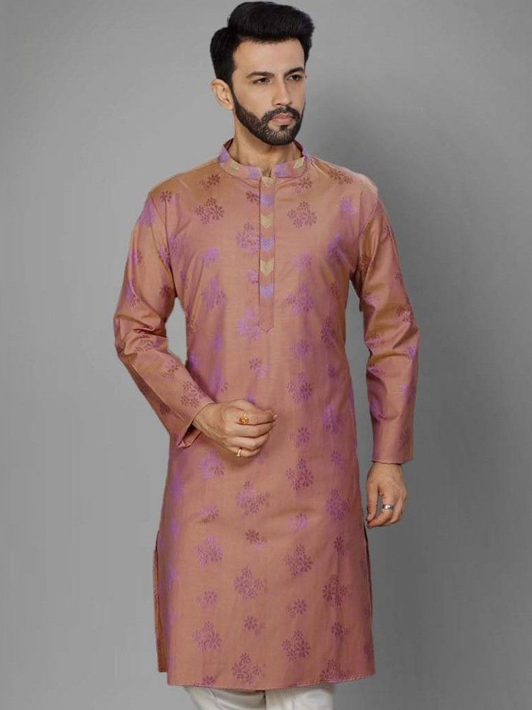 Men Embellished Jacquard Kurta