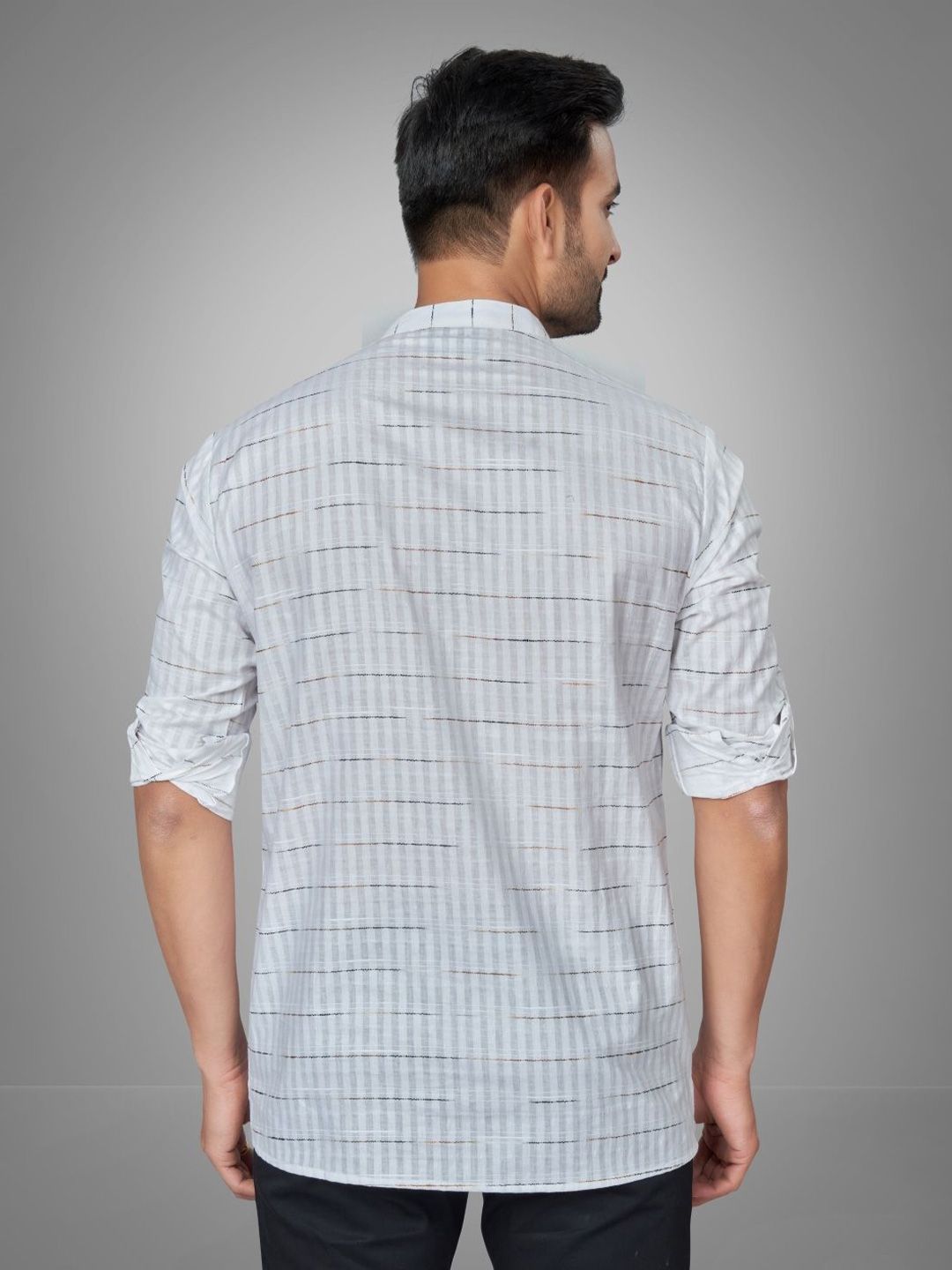 Men Checked Printed Thread Work Kurta