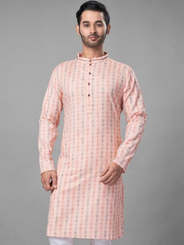 Men Geometric Khadi Kurta