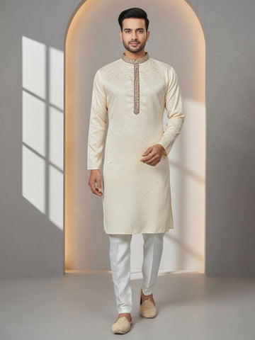 Men Geometric Jacquard Kurta