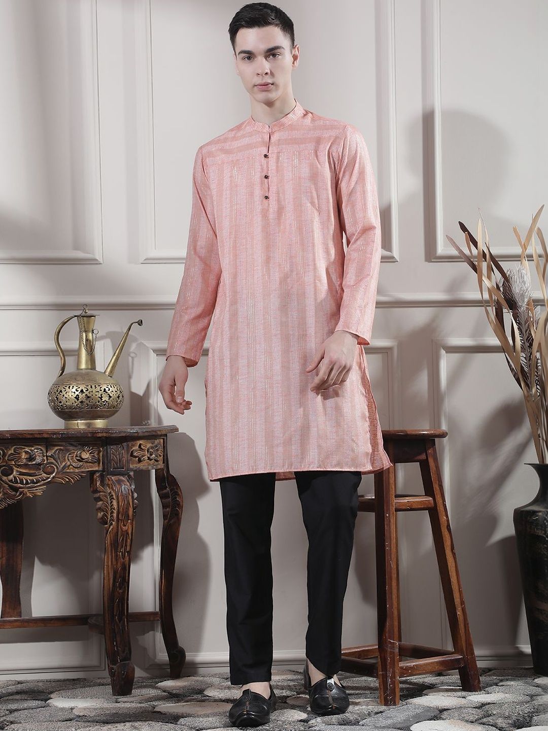 Men Printed Regular Kurta with Trousers
