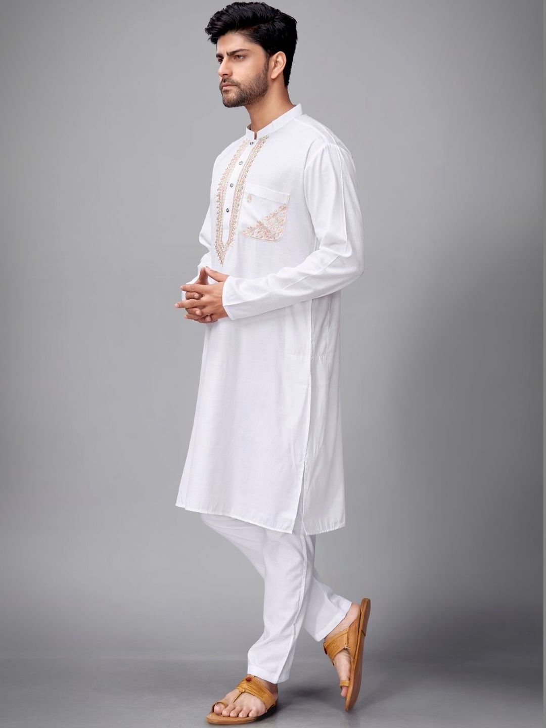 Men Ethnic Motifs Embroidered Regular Thread Work Kurta with Pyjamas