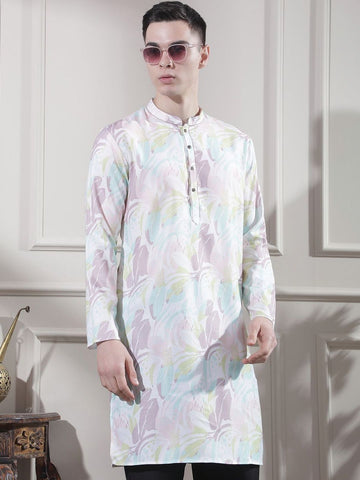 Floral Printed Mandarin Collar Kurta