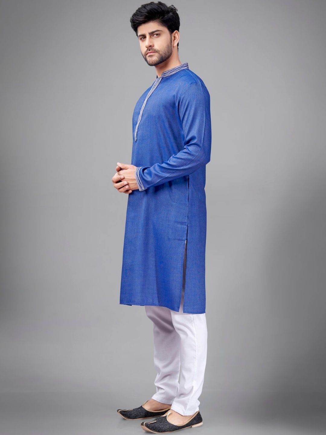 Men Regular Thread Work Pure Cotton Kurta with Pyjamas