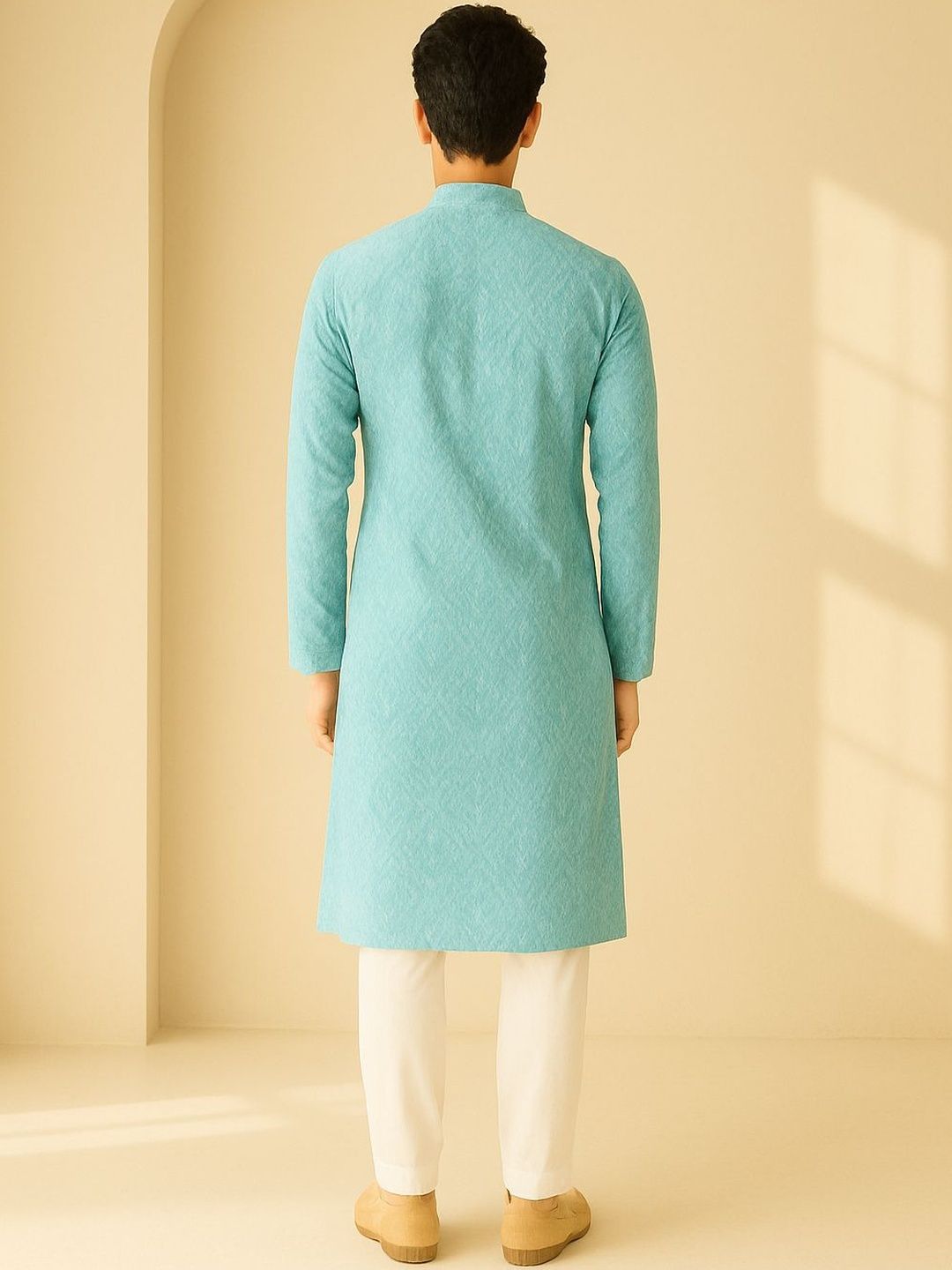 Men Self Design Regular Fit Full Sleeve Kurta Set