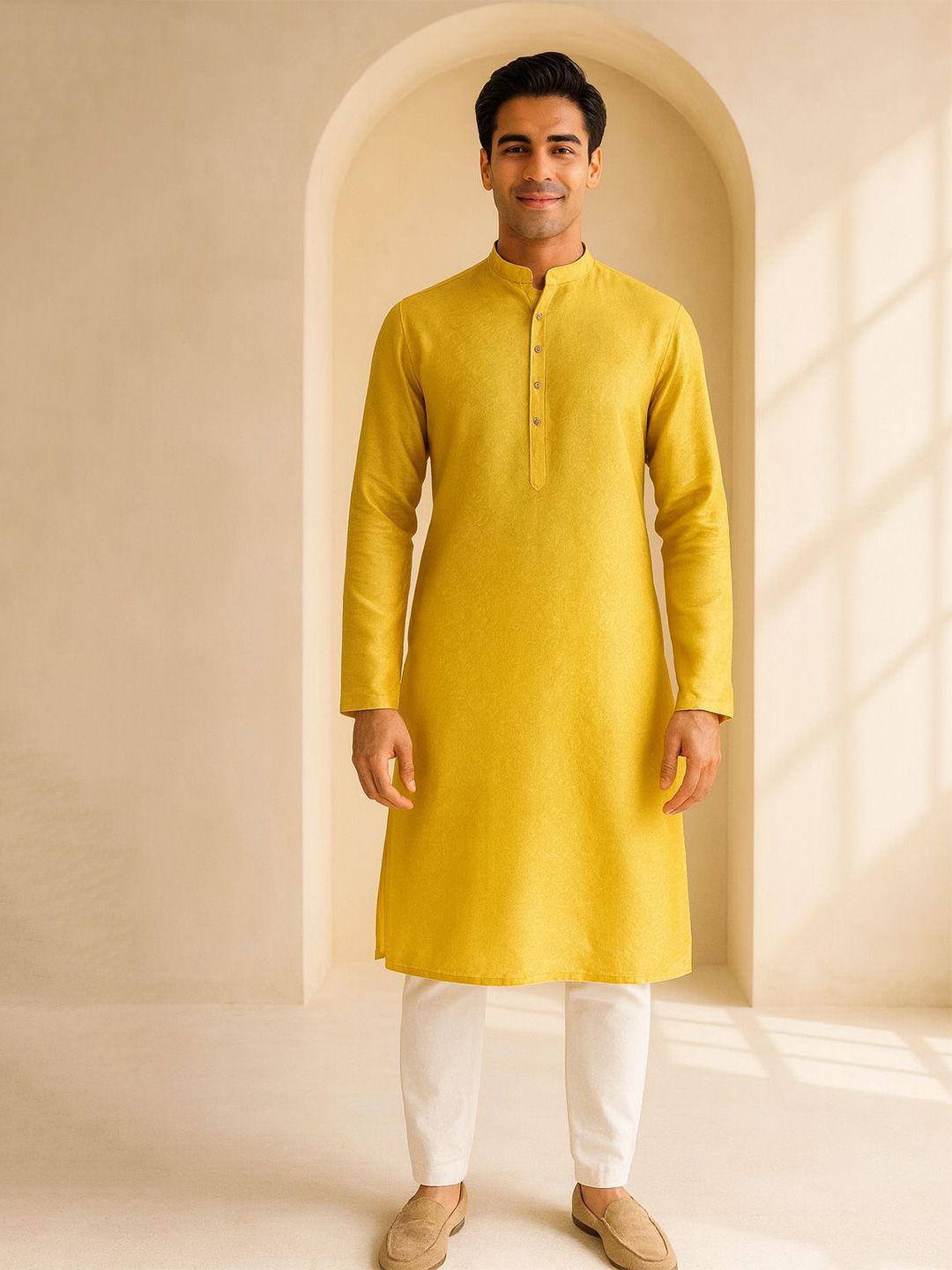 Mandarin Collar Long Sleeves Straight Kurta