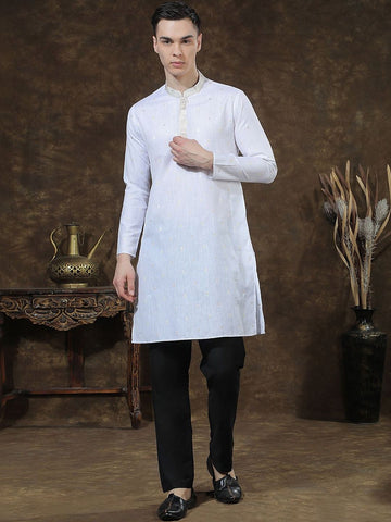 Men Ethnic Motifs Regular Thread Work Kurta with Trousers