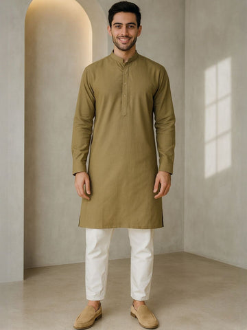 Mandarin Collar Straight Kurta With Trousers