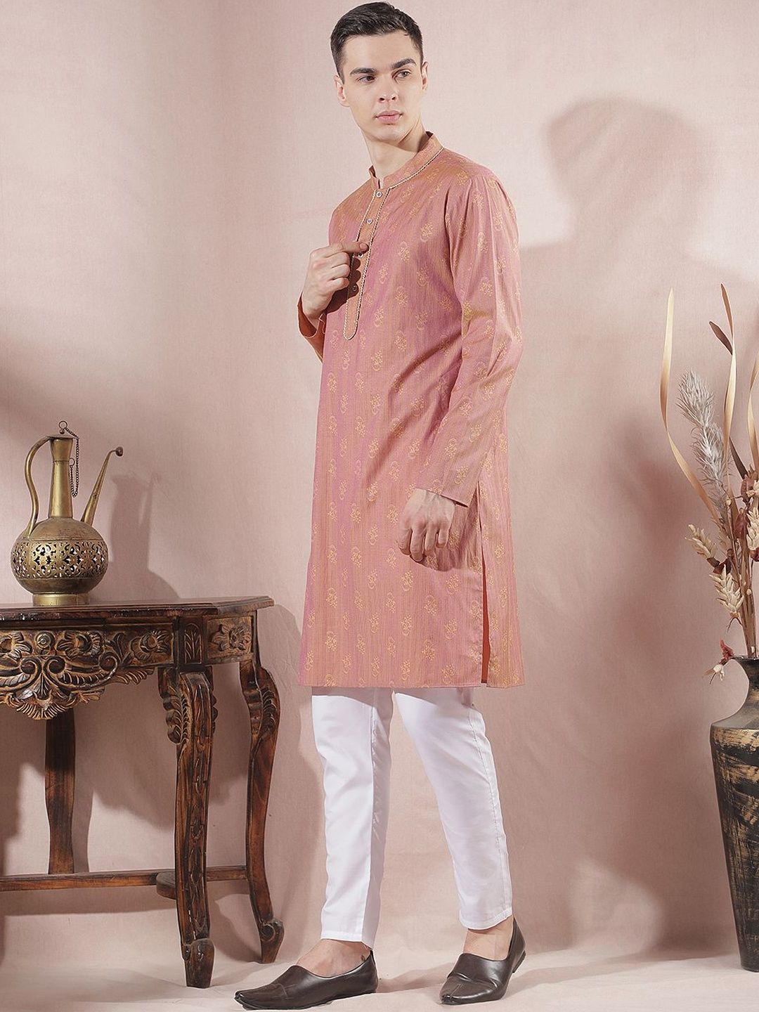 Men Floral Regular Kurta with Pyjamas