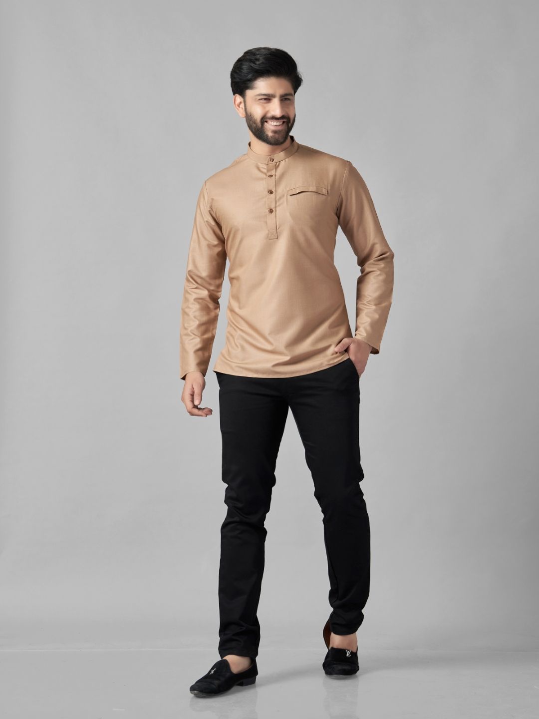 Men Band Collar Cotton Kurta