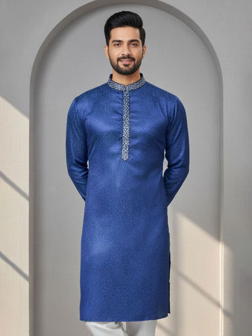 Men Thread Work Jacquard Kurta