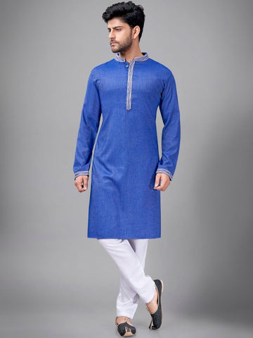 Men Regular Thread Work Pure Cotton Kurta with Pyjamas