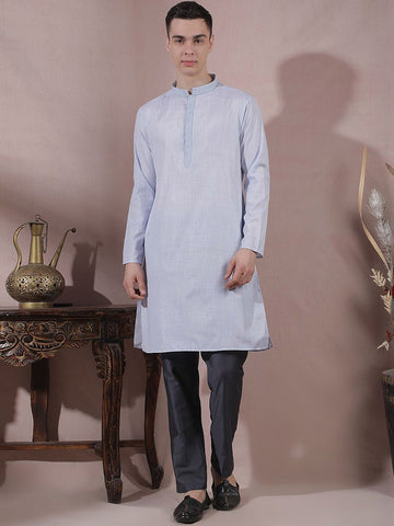 Men Regular Thread Work Kurta with Trousers