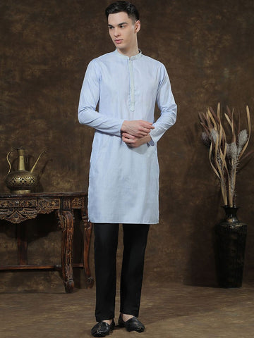 Men Regular Thread Work Kurta with Trousers