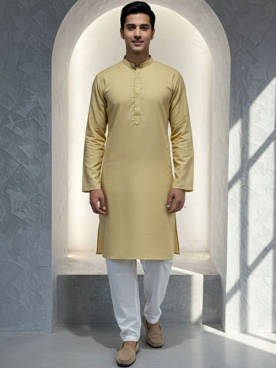 Men Self Design Regular Kurta with Pyjamas