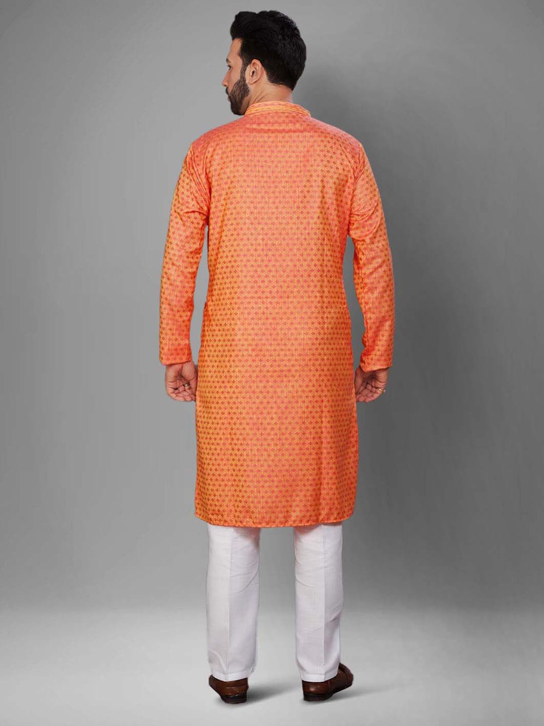 Men Printed Mandarin Collar Full Sleeve Kurta
