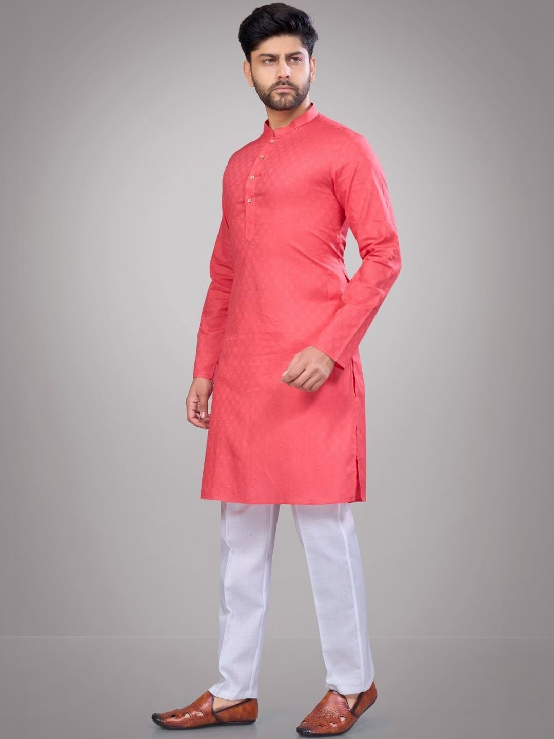 Men Ethnic Motifs Regular Cotton Kurta with Trousers