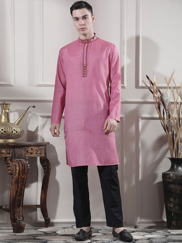Men Regular Thread Work Kurta with Trousers