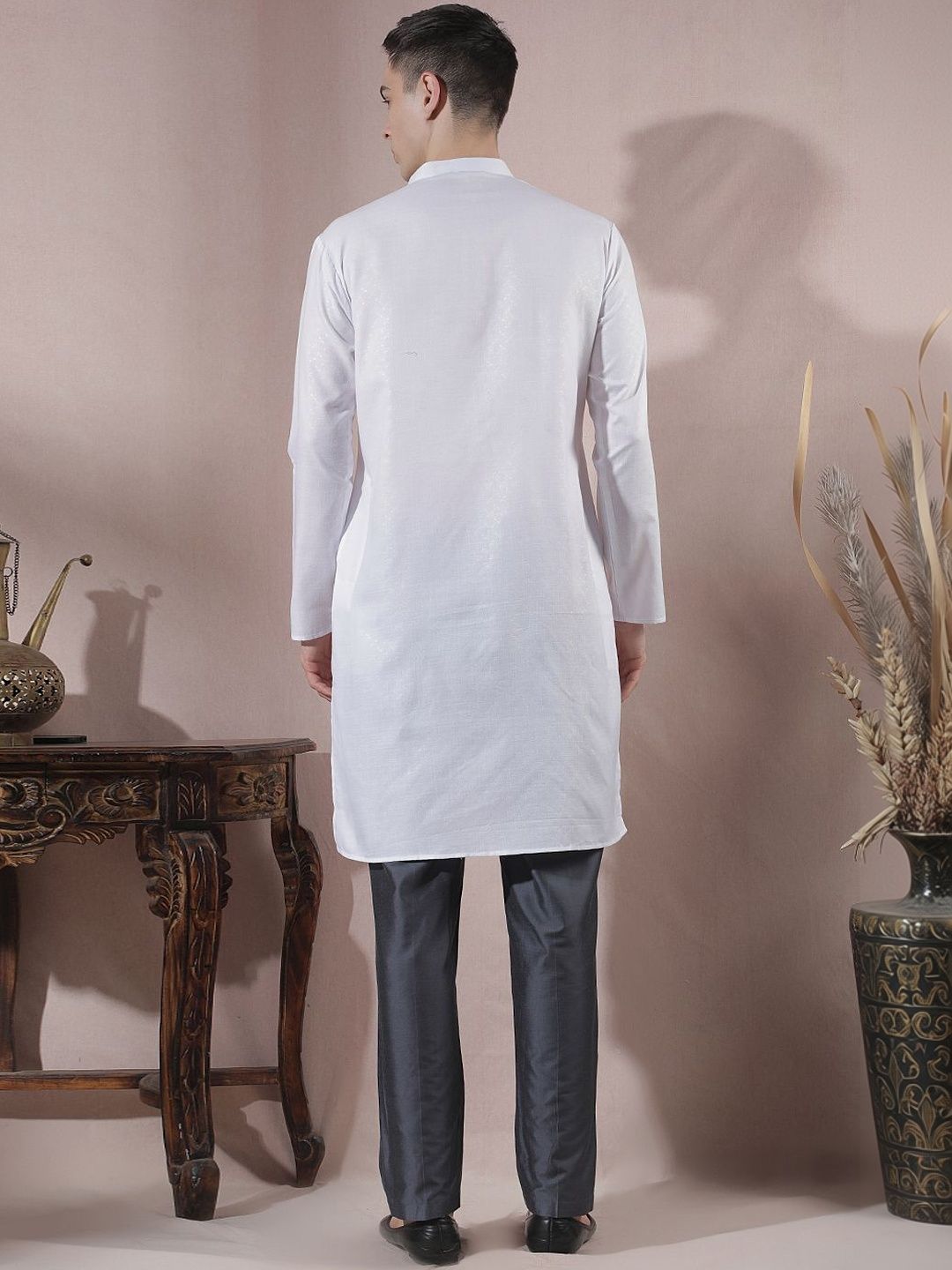 Men Regular Thread Work Kurta with Trousers