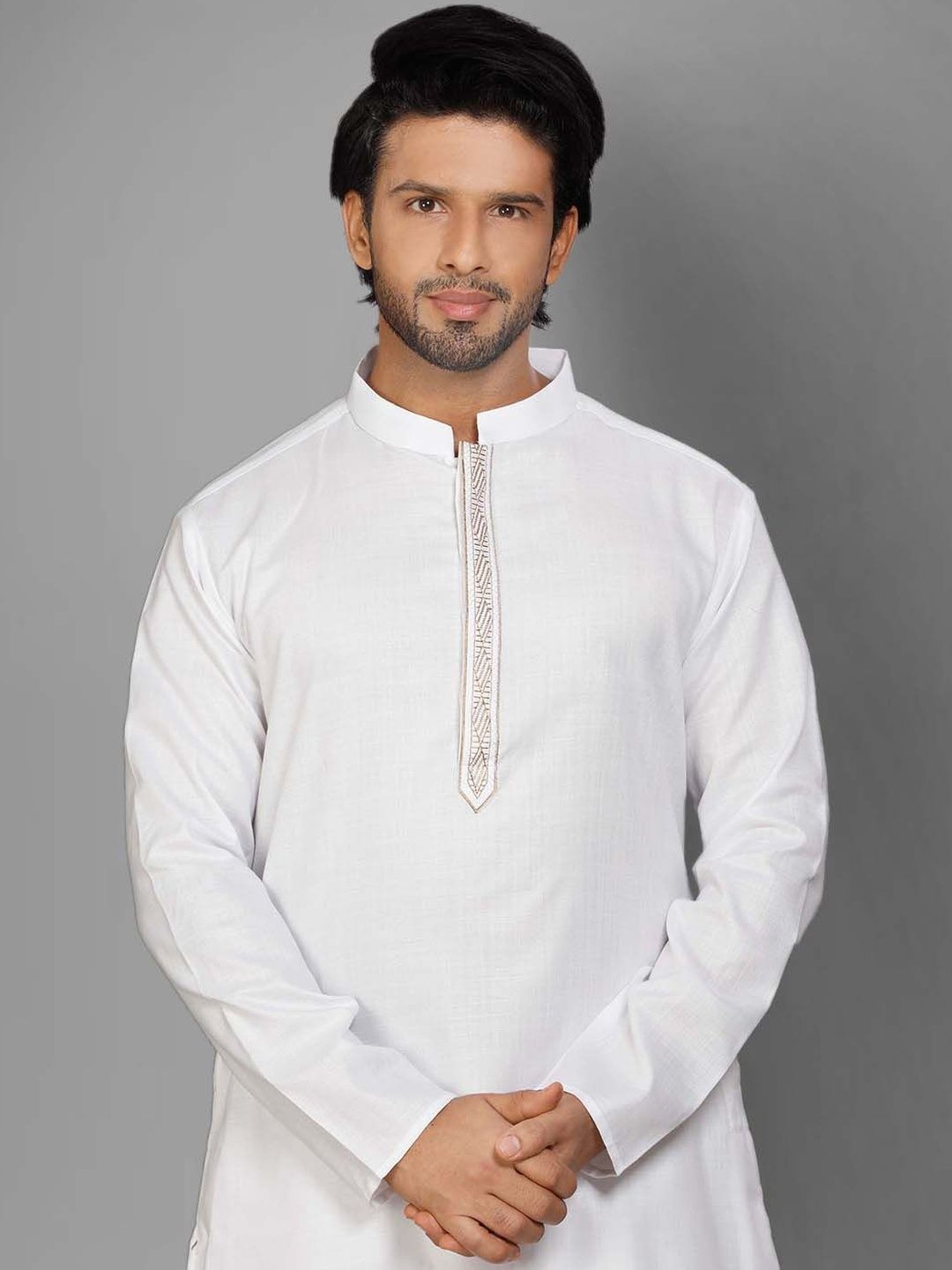 Men Embroidered Regular Thread Work Pure Cotton Kurta with Trousers