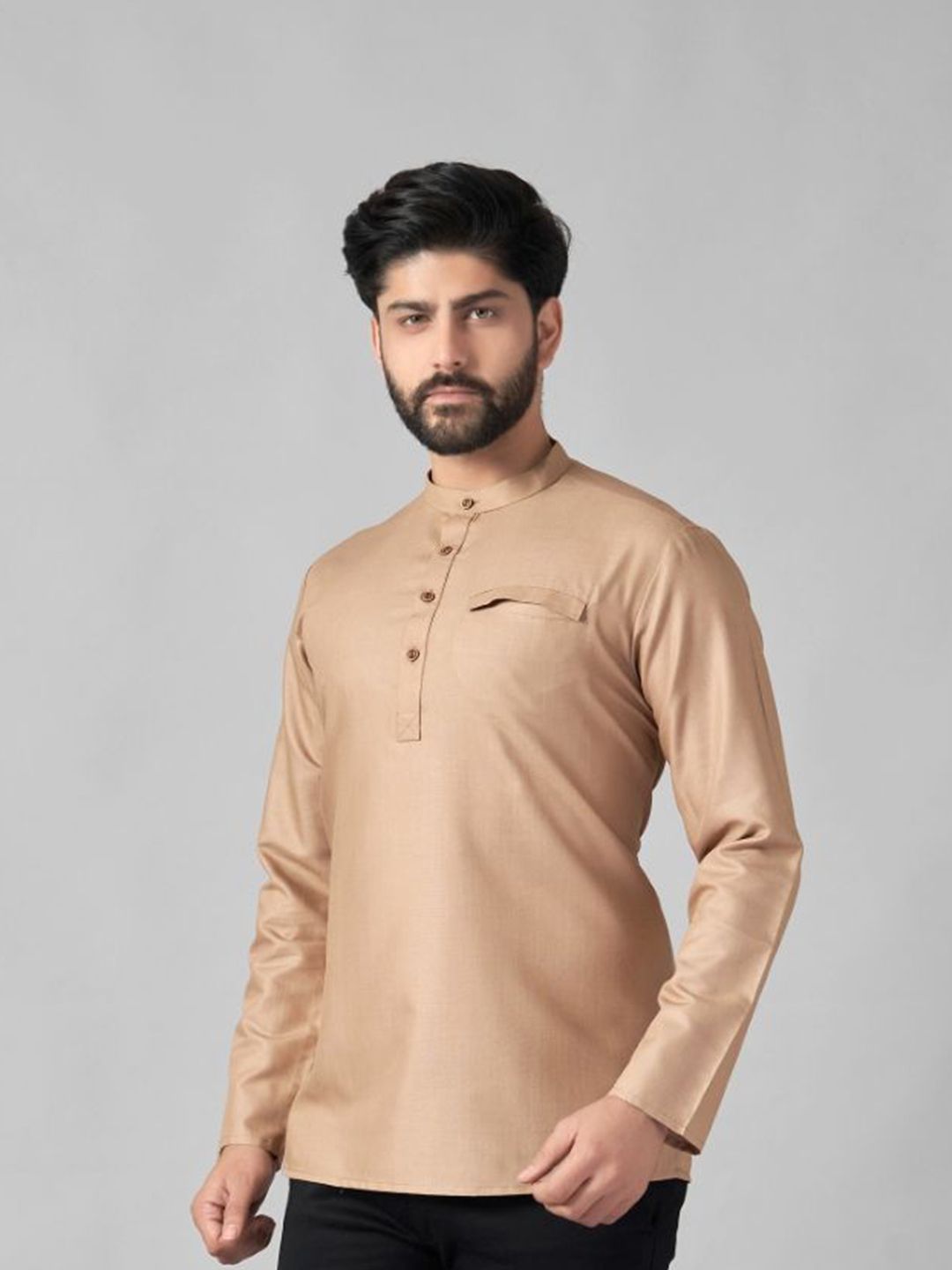 Men Band Collar Cotton Kurta