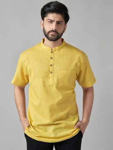 Men Self Design Mandarin Collar Regular Fit Thread Work Kurta