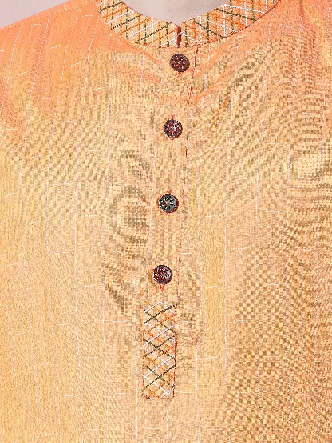 Men Regular Thread Work Kurta with Trousers