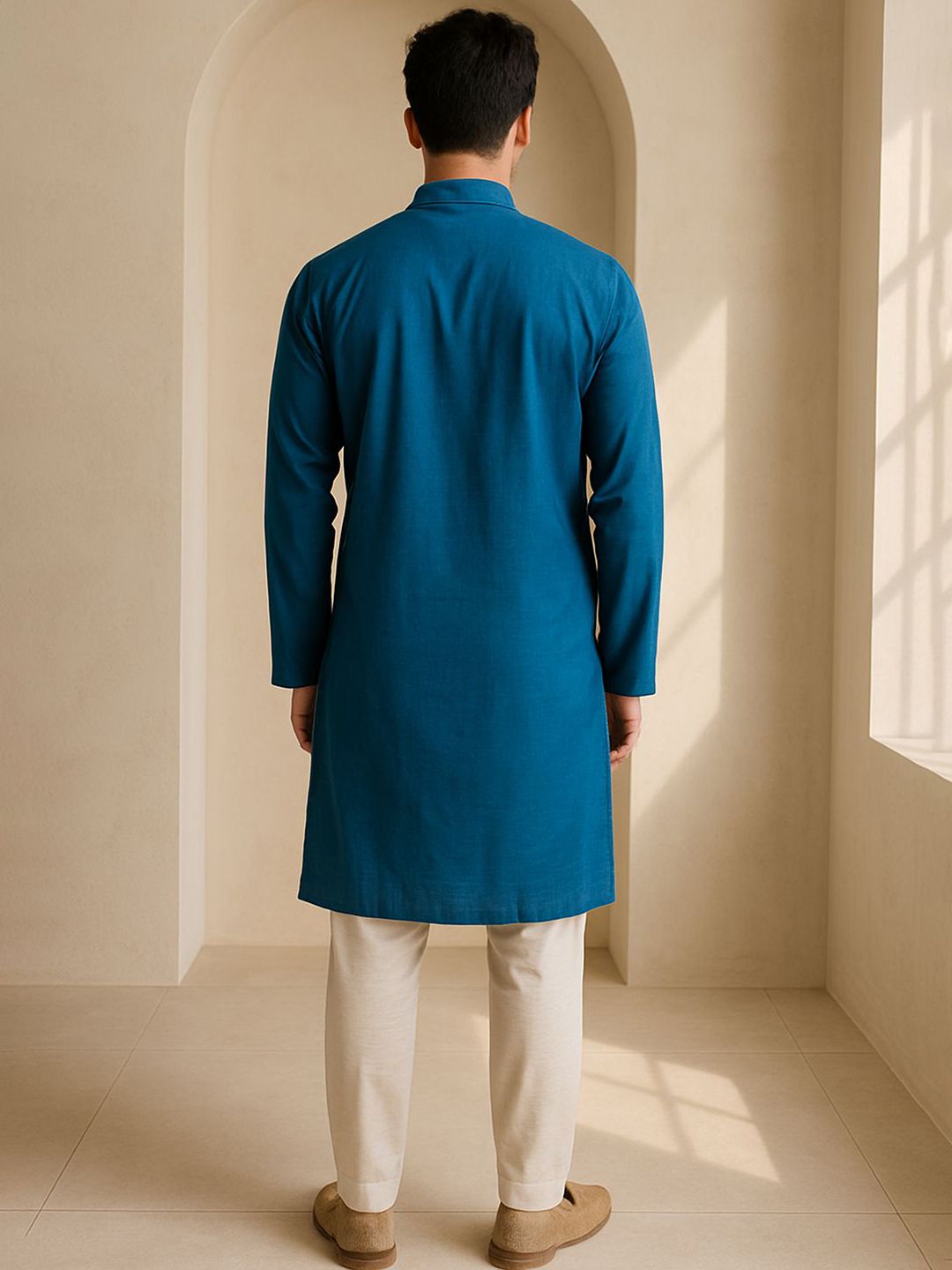 Mandarin Collar Thread Work Straight Kurta
