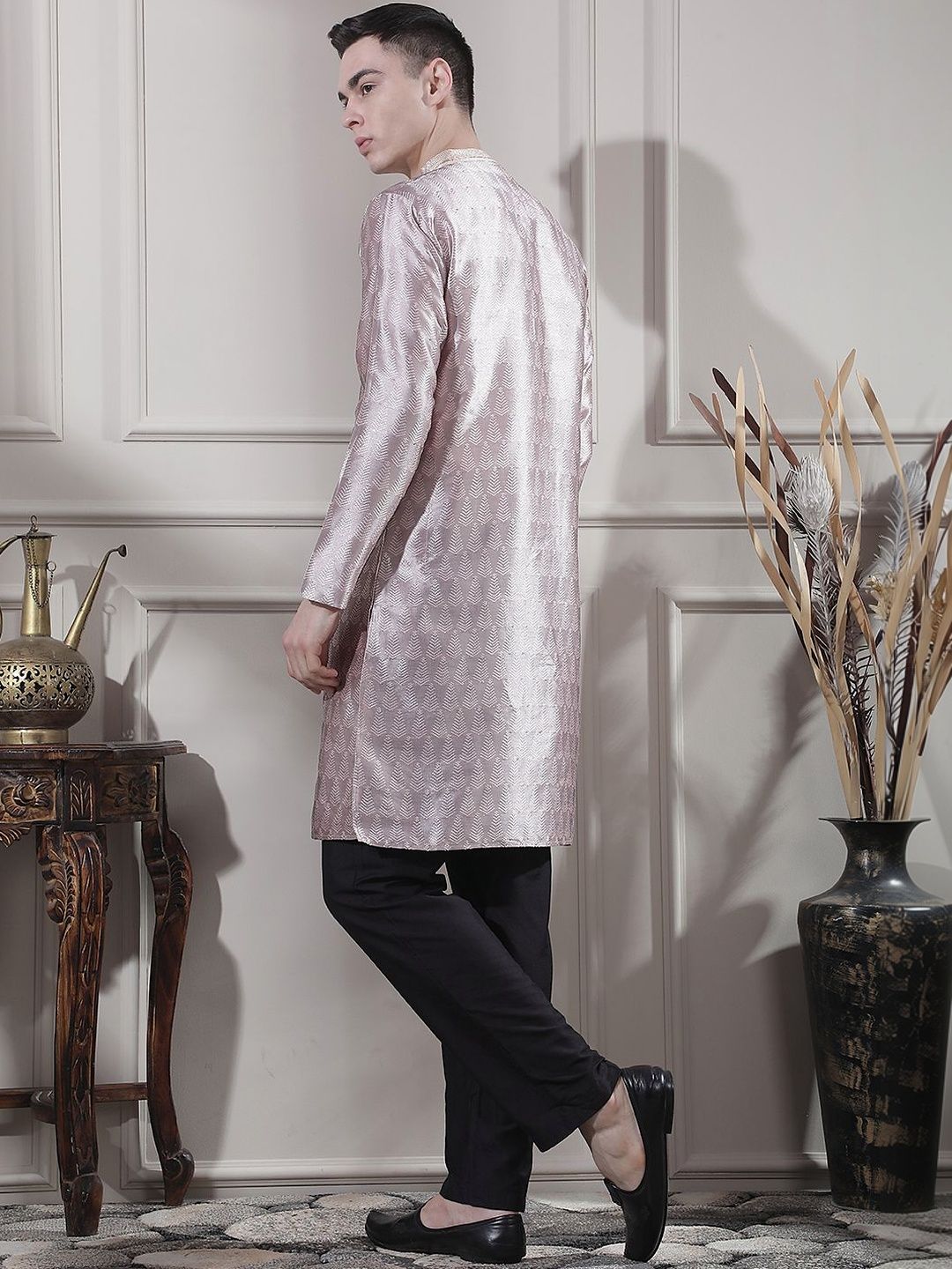 Men Regular Thread Work Kurta with Trousers