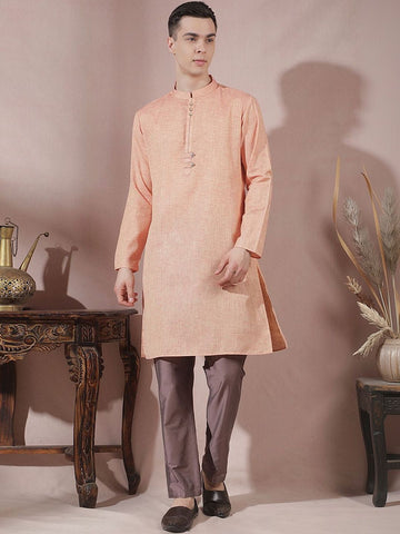 Men Regular Linen Kurta with Trousers