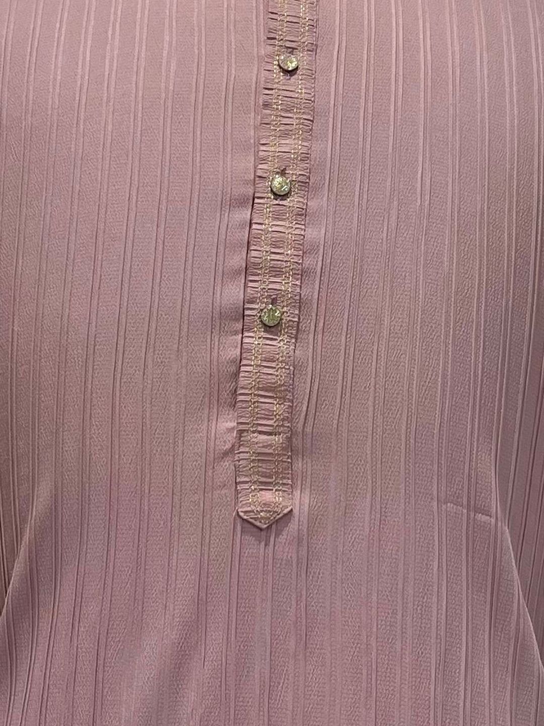 Men Solid Self Design Side Slits Calf Length Kurta