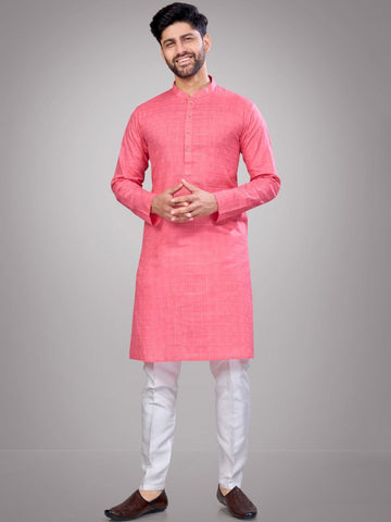 Self Design Mandarin Collar Straight Kurta & Pyjamas