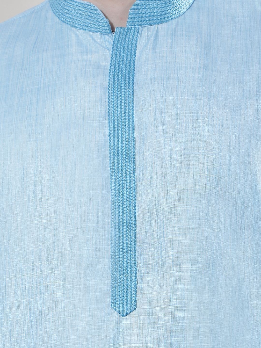 Men Dyed Regular Thread Work Kurta with Trousers
