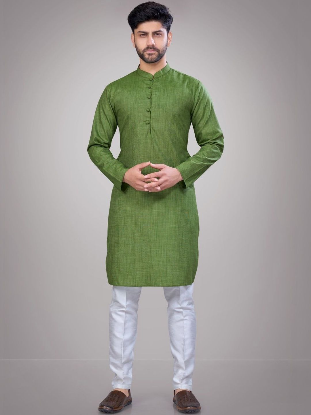 Men Regular Cotton Kurta with Pyjamas