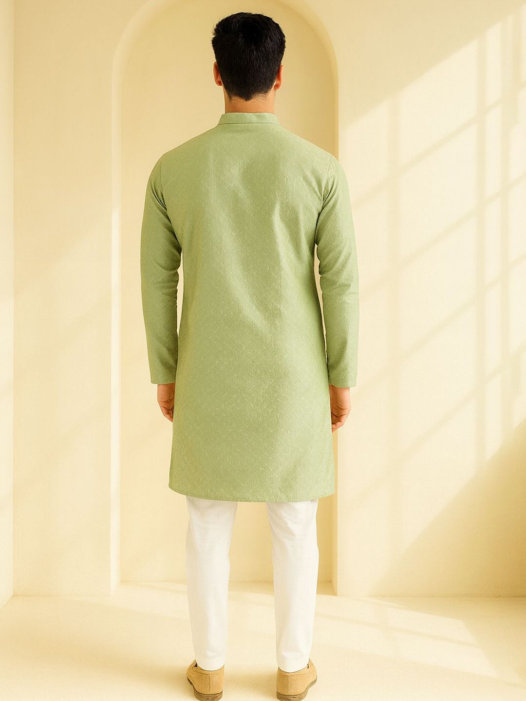 Mandarin Collar Long Sleeves Straight Kurta