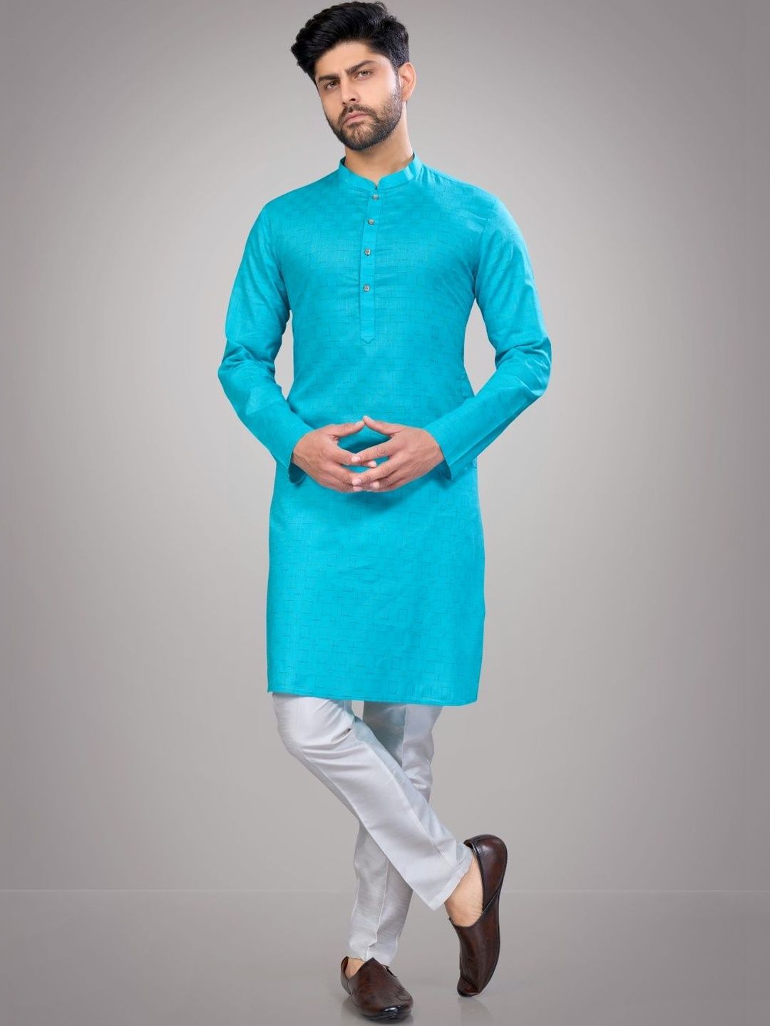Men Regular Cotton Kurta with Trousers