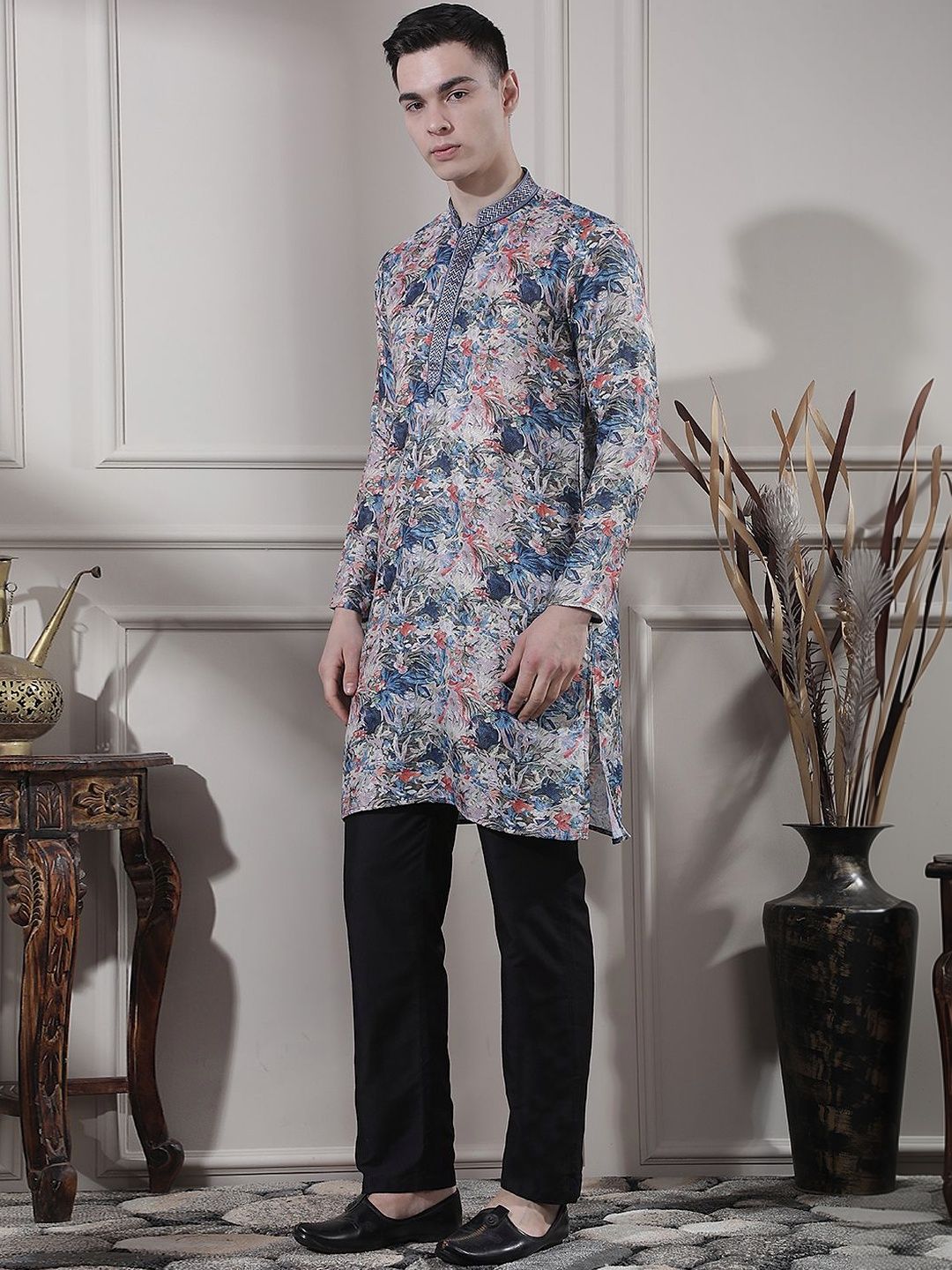 Men Floral Printed Kurta