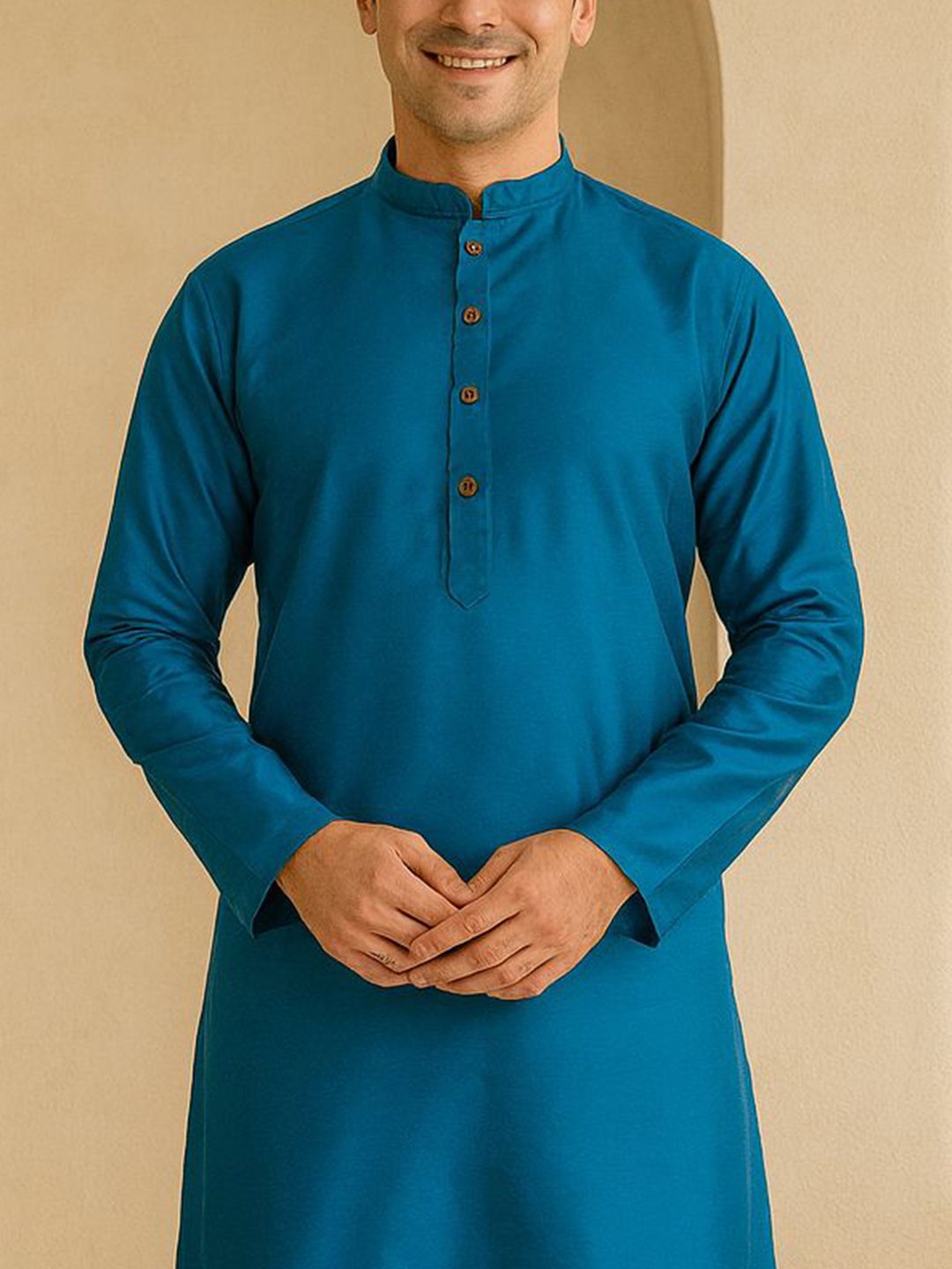 Mandarin Collar Thread Work Straight Kurta