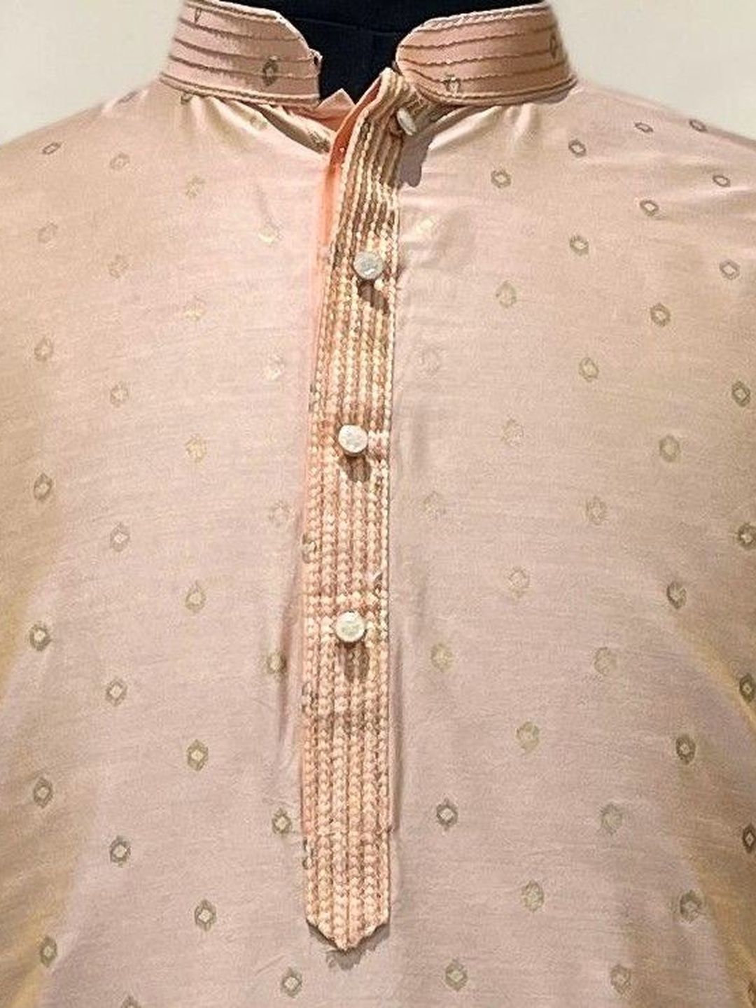 Men Ethnic Motifs Woven Design Mandarin Collar Straight Kurta with Pyjamas