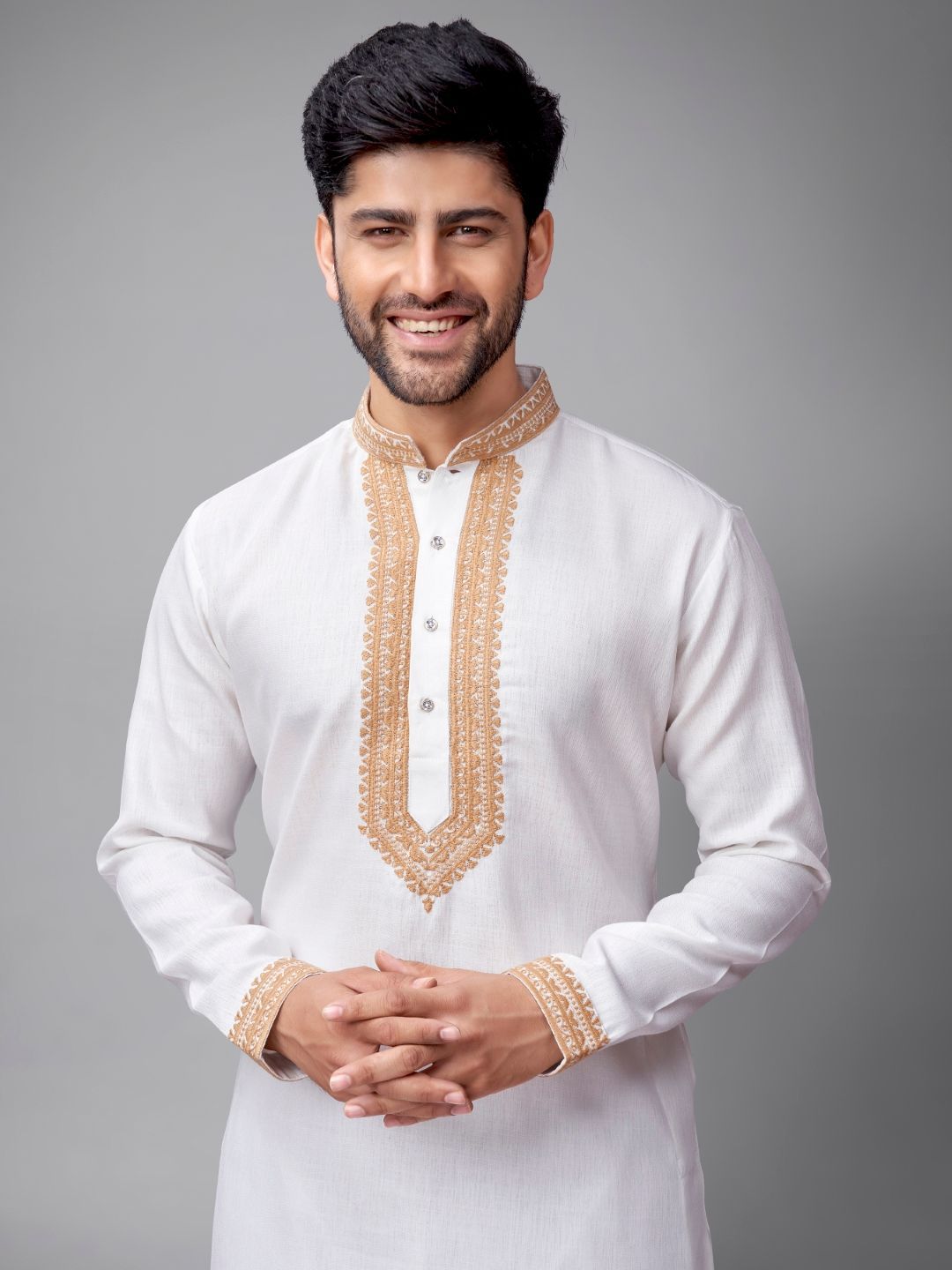 Men Self Design Regular Fit Full Sleeve Kurta
