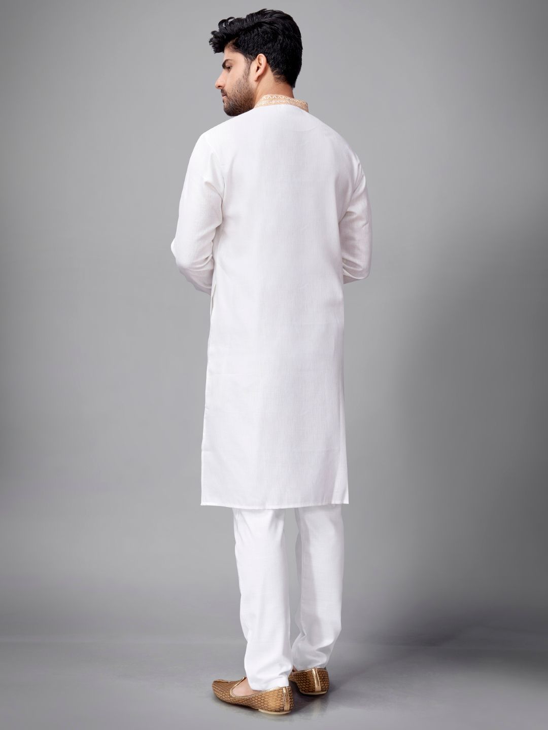 Men Self Design Regular Fit Full Sleeve Kurta