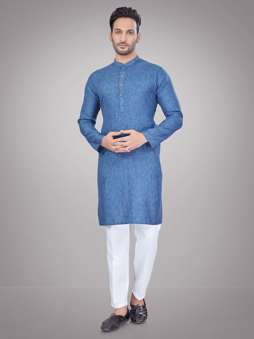 Men Self Design Regular Fit Full Sleeve Kurta